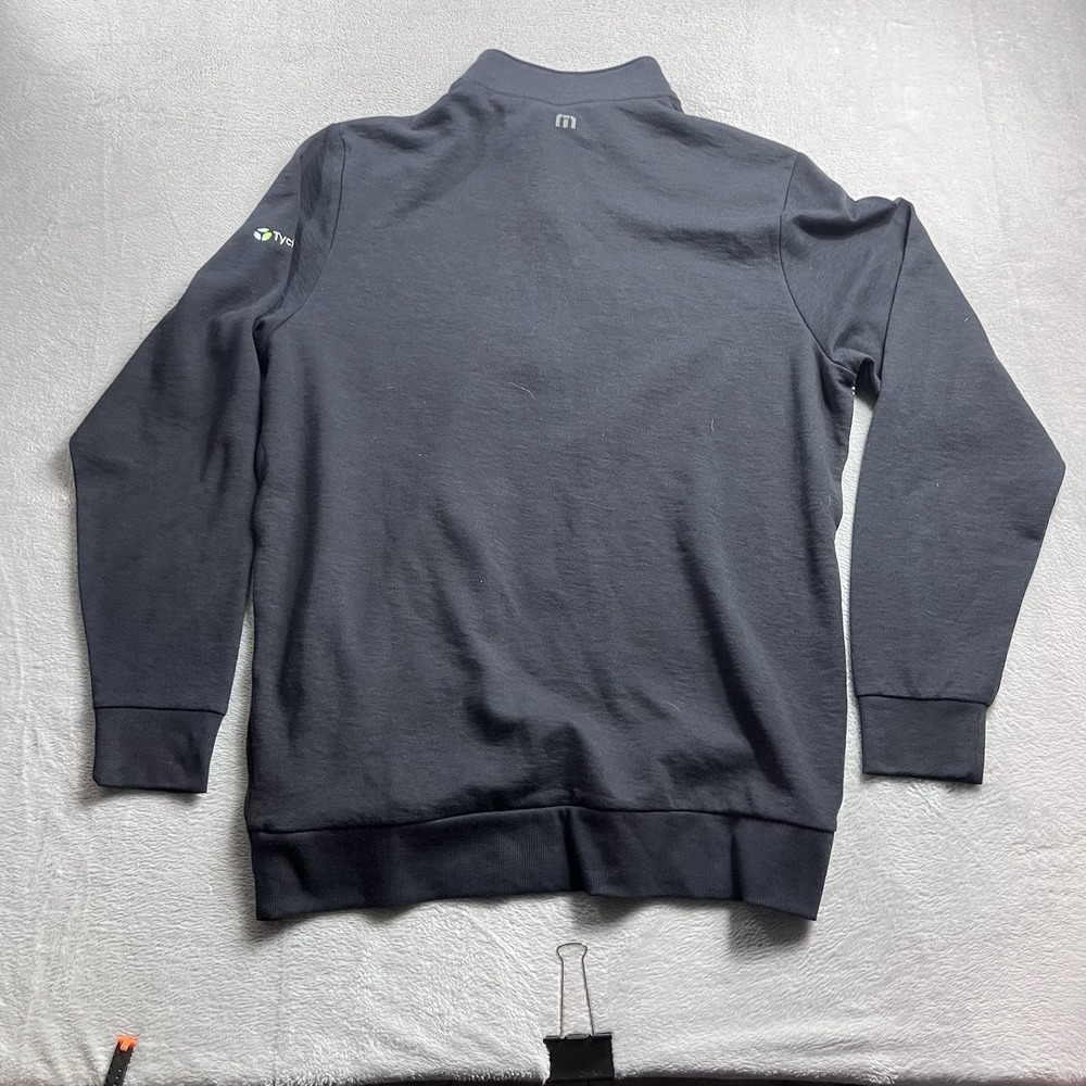 Travis Mathew Book Club 1/4-Zip Golf Pullover Sweater Mens Large Navy Blue Blend - Picture 8 of 9